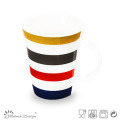 Tasse de Chine Bone Stripe 12oz avec bande pour la promotion